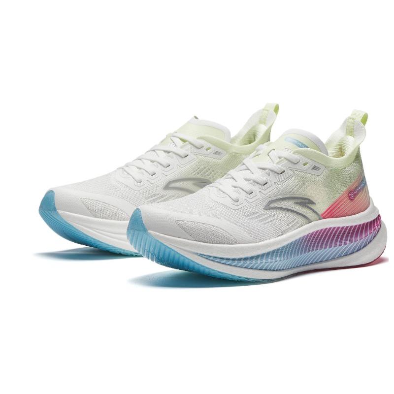 Anta Marathon Cushioning Breathable Low-Top Full-Length Carbon Plate Training Running Shoes Women Sneaker White Blue 922425588-7