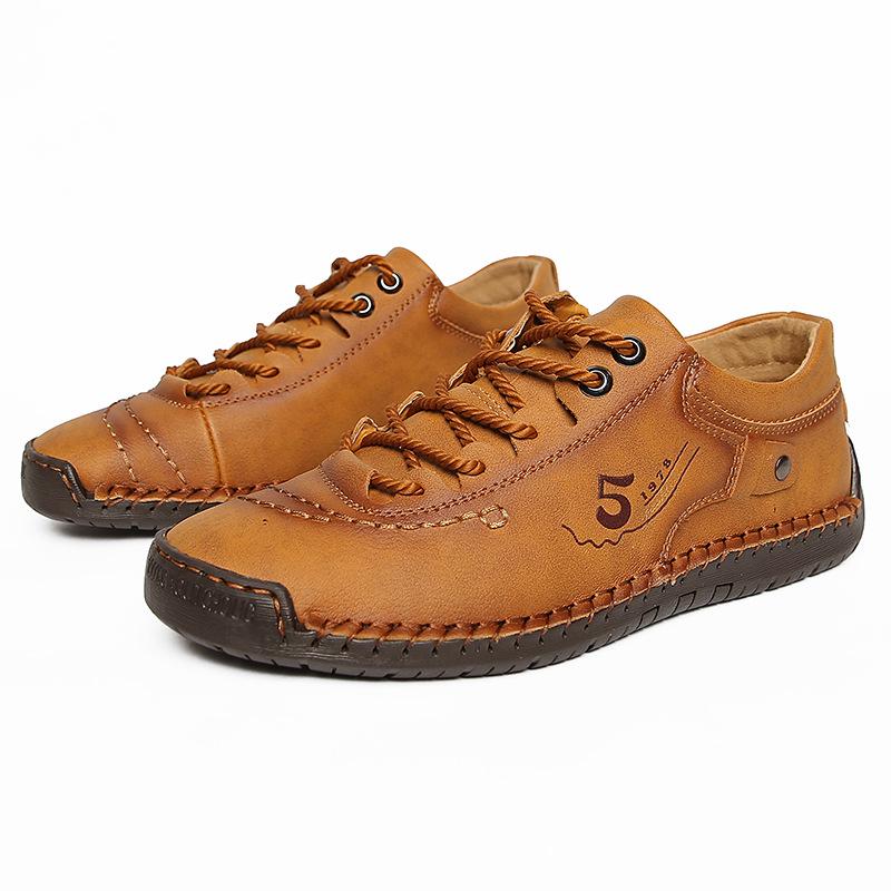 Men s Hand-Stitched Leather Moccasins: Breathable, Lace-Up, Closed-Toe for Spring  Autumn 44