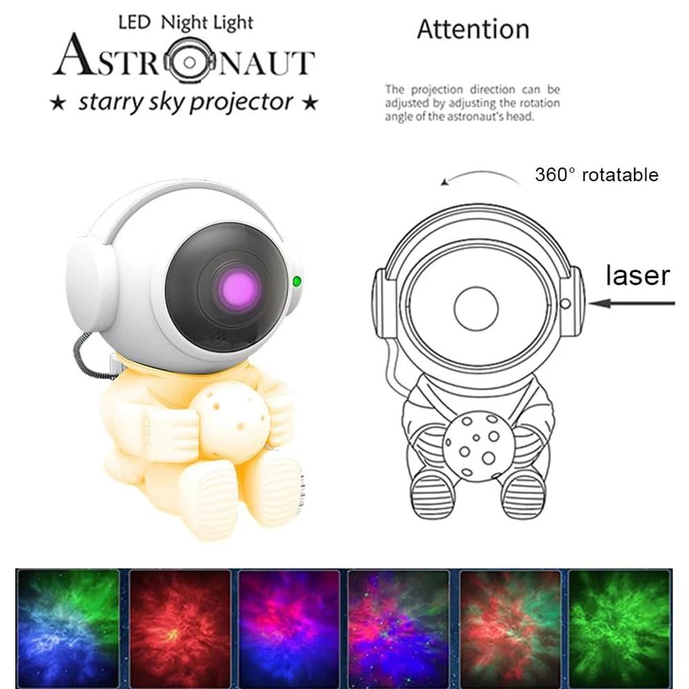 Star Projector Galaxy Night Light Astronaut Space Projector Starry Nebula Ceiling LED Lamp for Bedroom Home Decorative Kids Gift