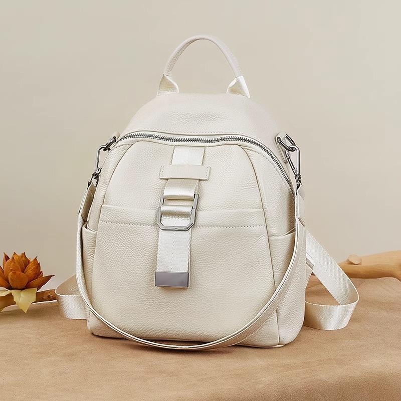 Luxury Cowhide Leather Backpack Women's Convertible Shoulder Bag