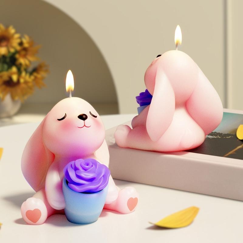 Rose Bunnies Bear Silicone Molds for Making Candle Soap Chocolate Candy Cake Fondant Decoration Gypsum Silicone Molds