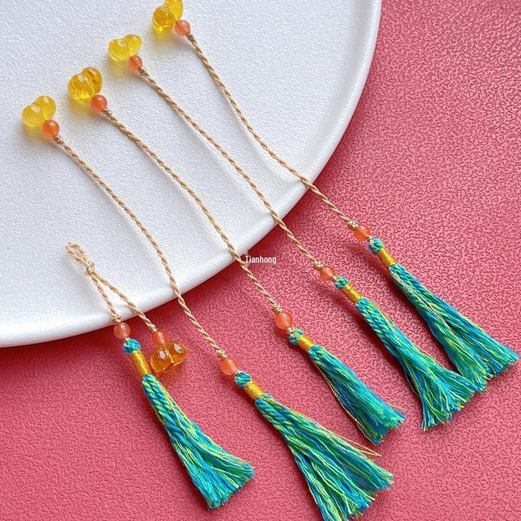 Osmanthus Tassel Pendant Crystal and Beeswax Buddhist Beads Bracelet Accessory