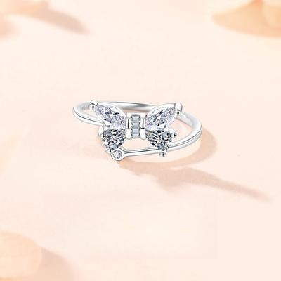 Exquisite Butterfly Zircon Opening Ring Light Luxury Niche Design Simple and Fashionable Ring Hand Decoration