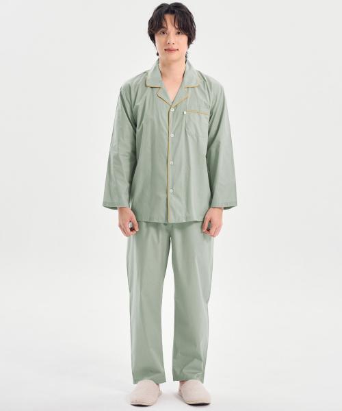 [May Flower] Classic Mint Long Sleeve Pure Cotton Men's Plus Size Pajamas Set [Shipped from Korea] 100% Authentic