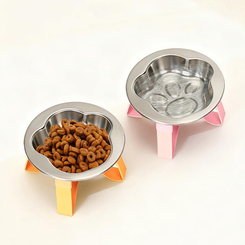 §Raised Cat Bowls Cat Food Bowl 304 Stainless Steel Shatter-resistant Elevated Pet Supplies For Puppy Cat