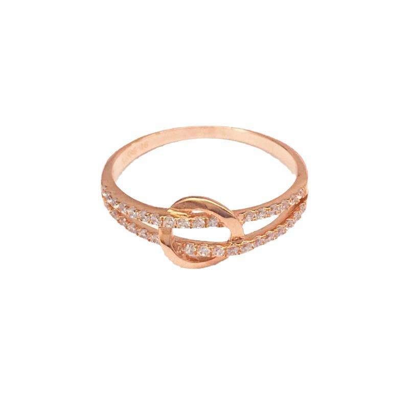 Russian 585 Purple Gold Knot Ring, Simple High-End Design Color Gold-Plated Rose Gold Adjustment Ring