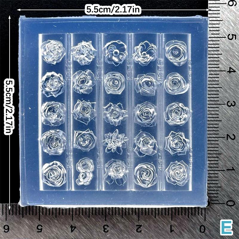 

3D Bow Nail Silicone Carving Mold Kawaii Bowknot Crystal Rose Flowers Nail Art Stencil Diy Mixed Cute Bow Tie Nail Mold Template E
