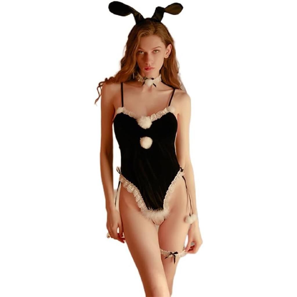 Female Cosplay Bunny Bodysuit Japanese Anime Velvet Babydoll Sexy Lingerie