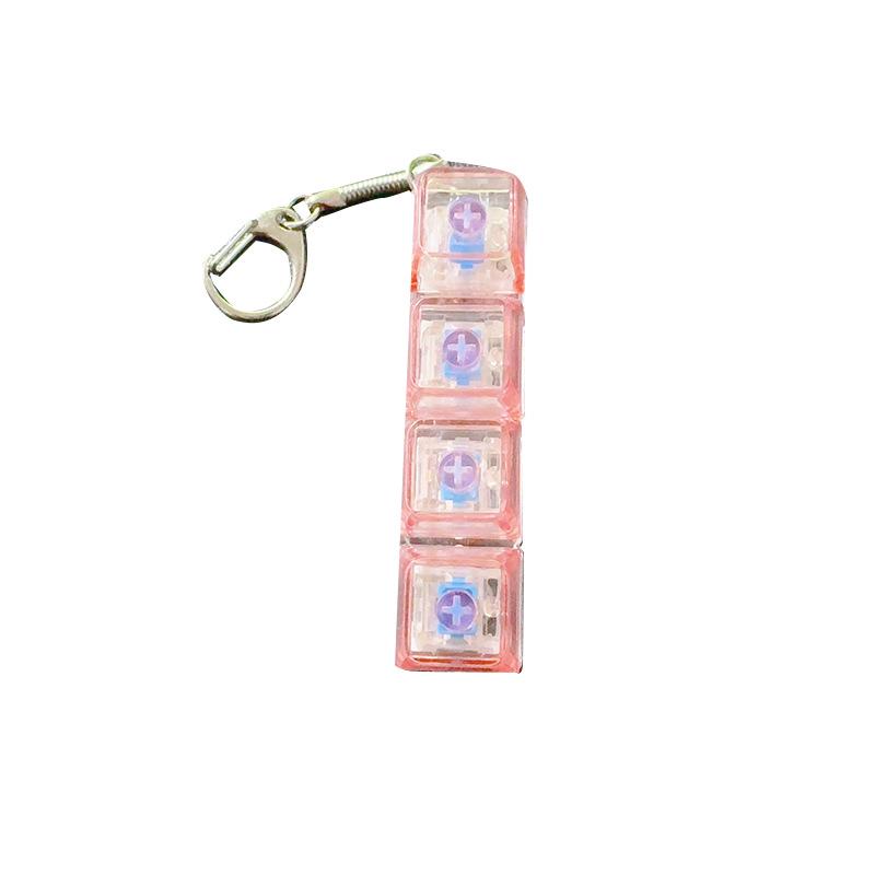 Four-key Transparent Light-up PC Decompression Keyboard Toy Keychain