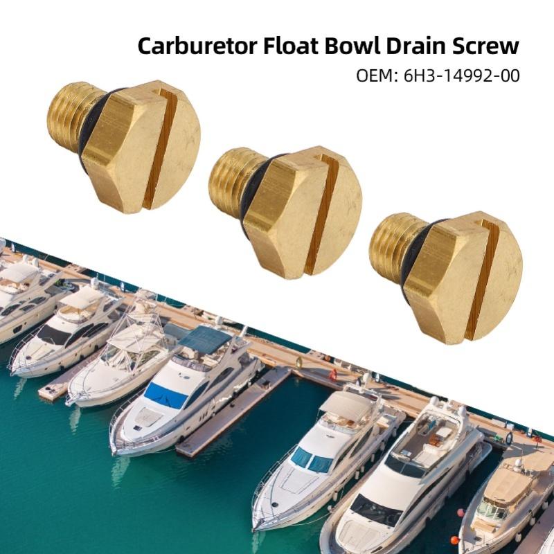 3pcs Carburetor Float Bowl Drain Screw With O Ring 6H3-14992-00 For 2T 40 50 60 75 To 90 Horsepower Outboard Engine