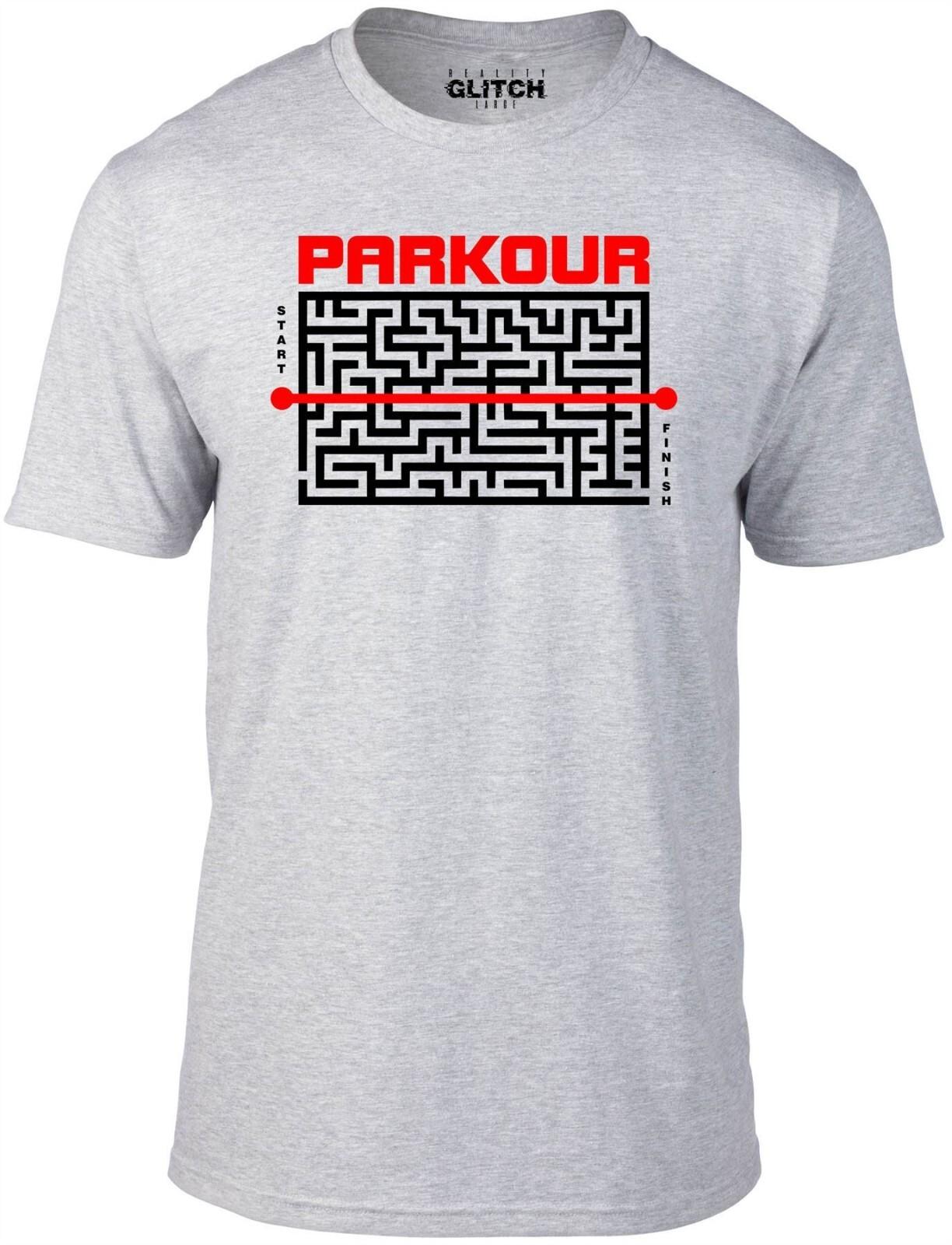 Parkour Men’s T-Shirt Mens Womens Tees Top – Free Running Urban Jump Climb Fitness Sport Tee M