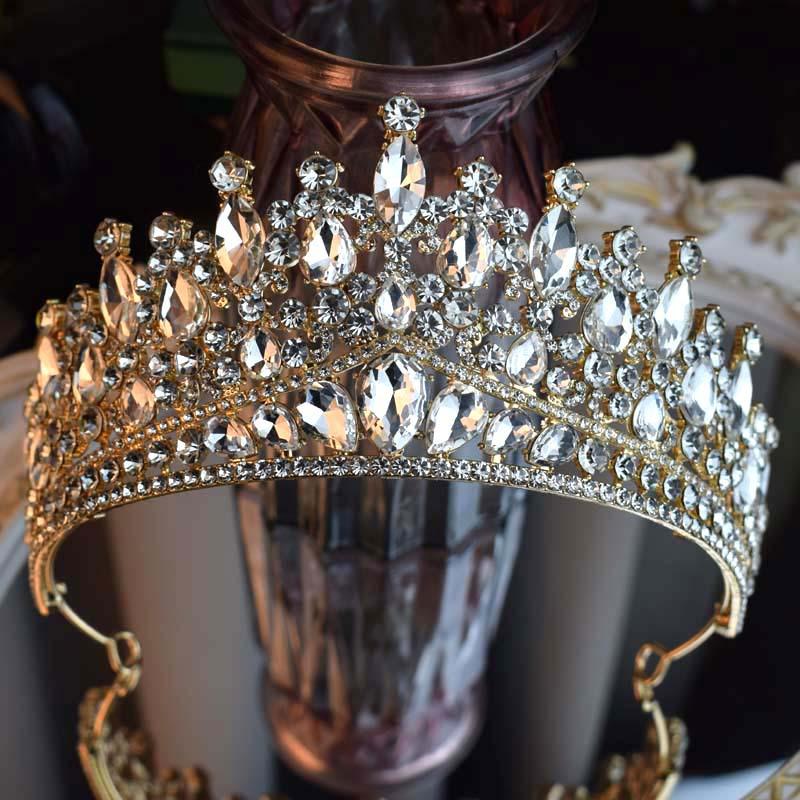 

Величественная и Роскошная Хрустальная Корона Головной Убор Невесты Сплав Корона Барокко Королева Аксессуар
