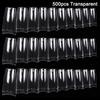 100/500pcs Transparent False Nail Tips Clear White UV Gel Fake Nails Extension 10 Sizes for Home DIY Nail Salon Manicure
