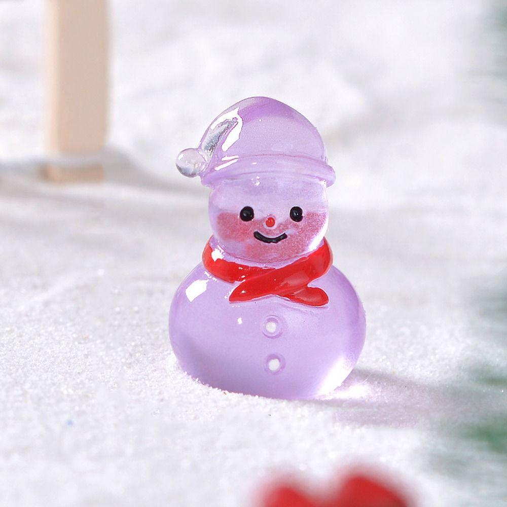 Cartoon Mini Snowman Ornament Glow in Dark Luminous Snowman Statue  Micro Landscape Ornaments