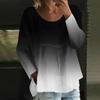 Women's Casual Fashion Loose Round Neck Gradient Print Long Sleeve Top