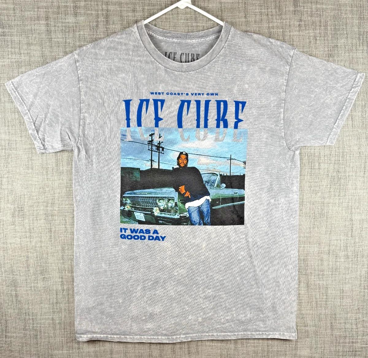 Размер L - Серый графический мужской футболка Ice Cube West Coast Good Day Портрет S