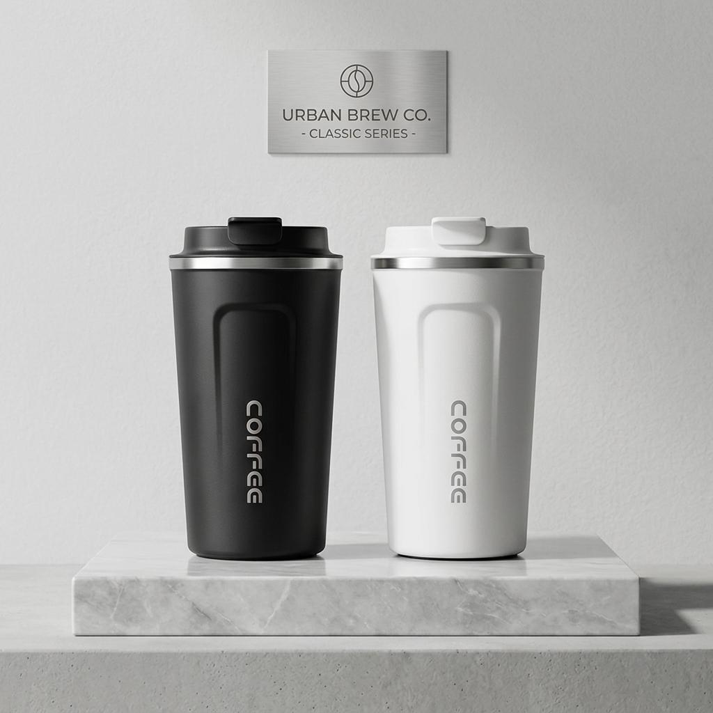 Premium 510ml Stainless Steel Thermos Coffee Cup with Digital Temperature Display High Quality Durable Black White Professional