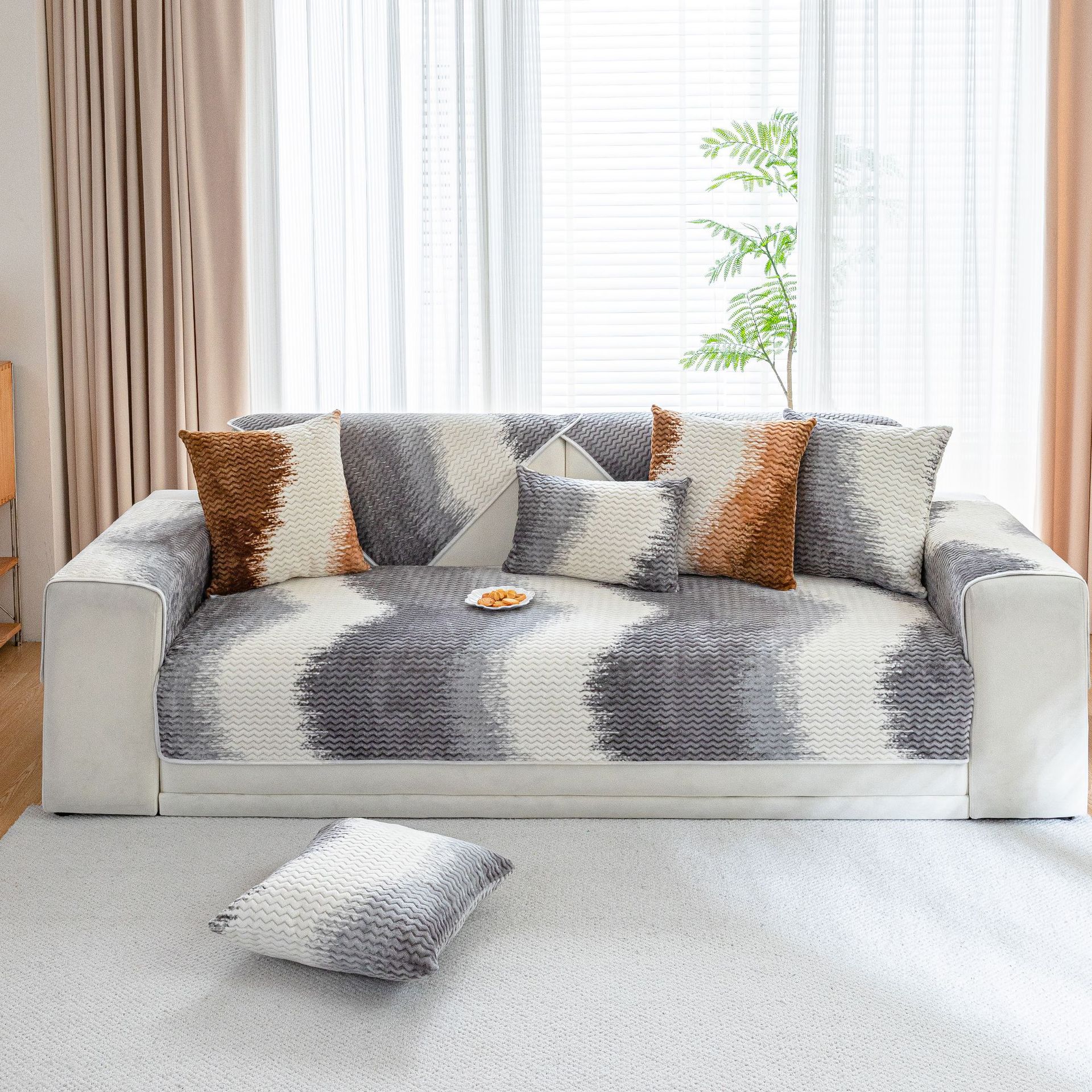 

Plush Non-Slip Seat Cushion, Universal In All Seasons, Leather Sofa Cover, Cover Cloth, All-Inclusive, Universal Pad, Cat-Proof. 70*70cm сірий колір