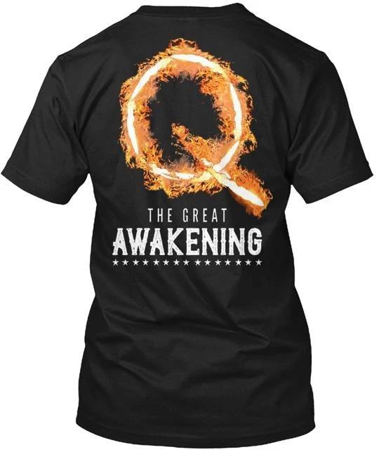 

Q The Great Awakening Is On Fire T-Shirt Made in the USA Size S to 5XL M