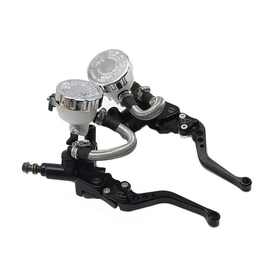 Motorcycle 7/8" 22mm Handlebar Clutch Brake Levers Master Cylinder Reservoir Set