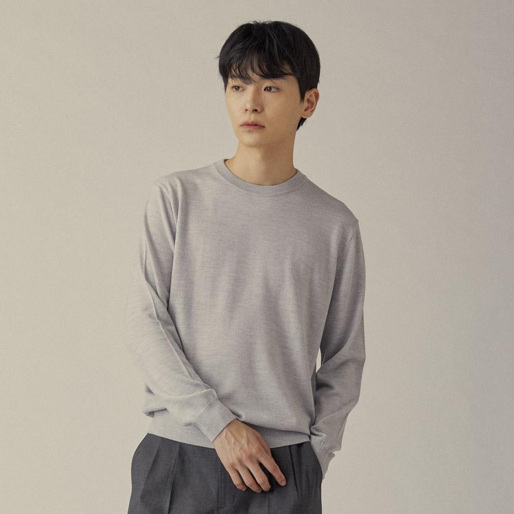 Mannergram [Bielayan Italian Imported Yarn] Bielayan 100% Virgin Wool Round Knit Gray L