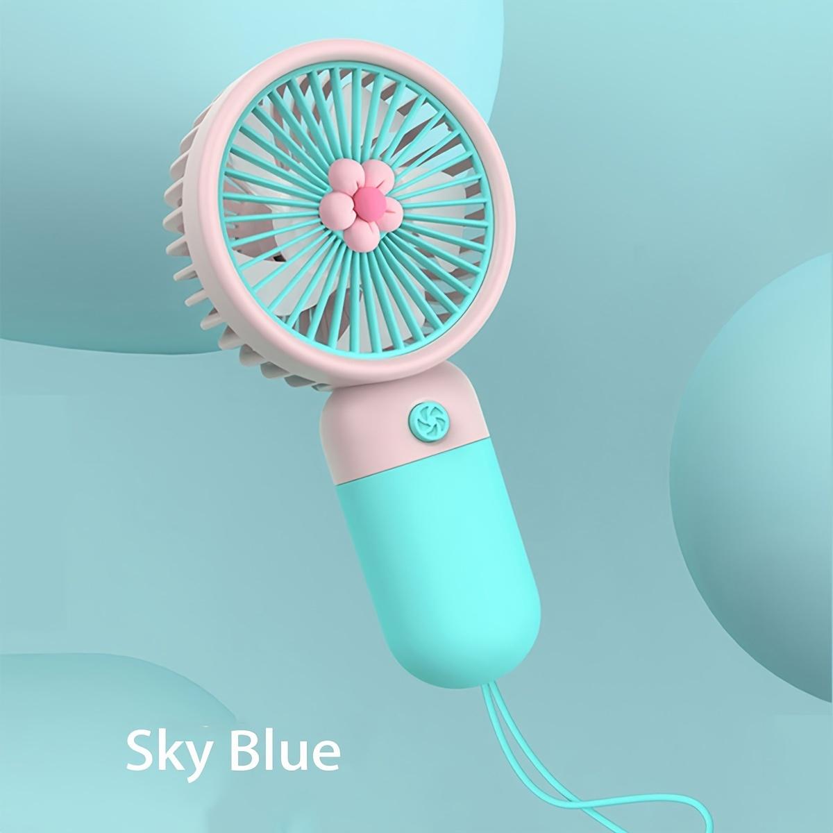 Портативный небольшой USB-вентилятор с зарядкой, портативный электрический вентилятор, домашний и наружный мини-симпатичный подвесной веревочный вентилятор синий