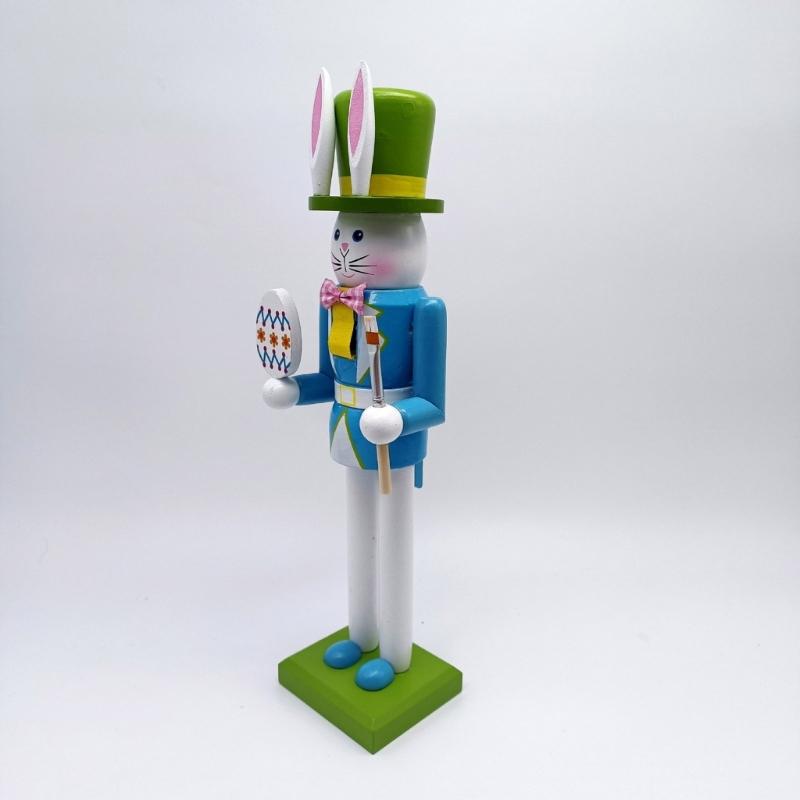 30.8cm Wooden Easters Bunnies Nutcrackers Figurine Ornament Rabbit Soldier Figure for Holiday Decoration Enthusiasts