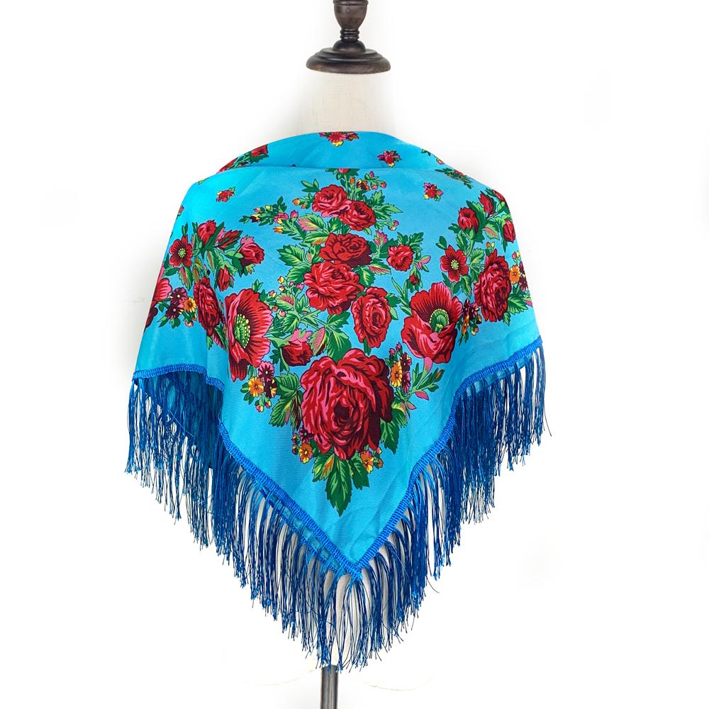 Luxury Floral Print Russian Square Scarf