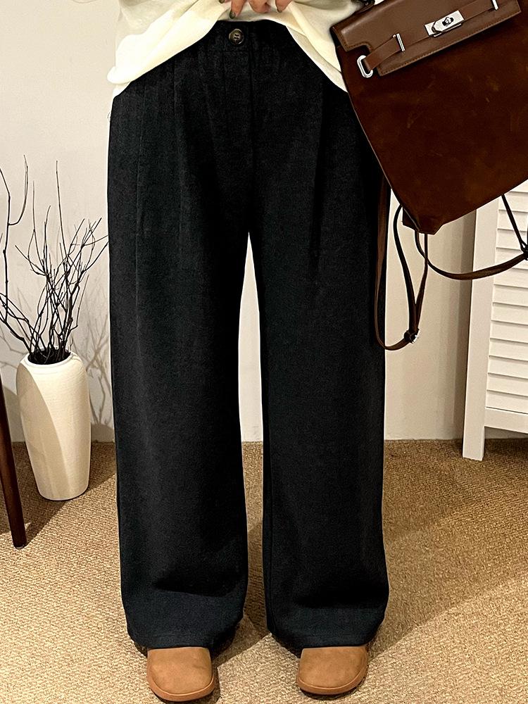 

Plus Size High Waist Wide Leg Winter 2025 Pants for Women: Versatile & Stylish Suit Trousers XXXL (80-90kg) темно серый