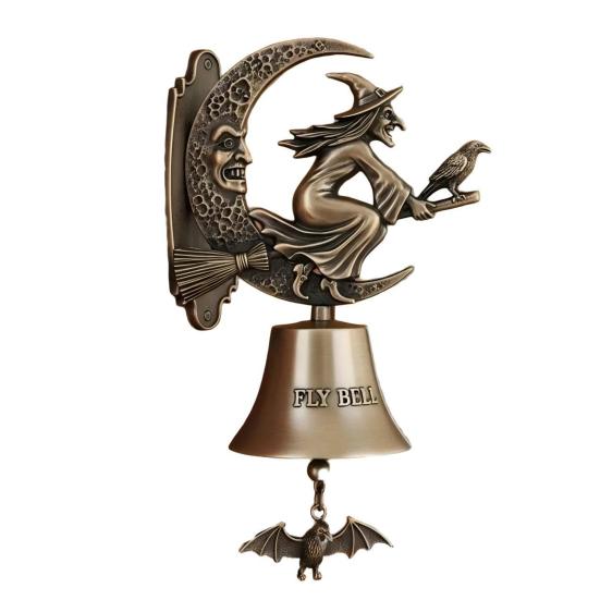 

Halloween Door Bell Ornament Vintage Metal Witch Reaper Ghost Pumpkin Man Doorbell Home Office Entrance Door Wall Mount Decorative Welcome Bell D