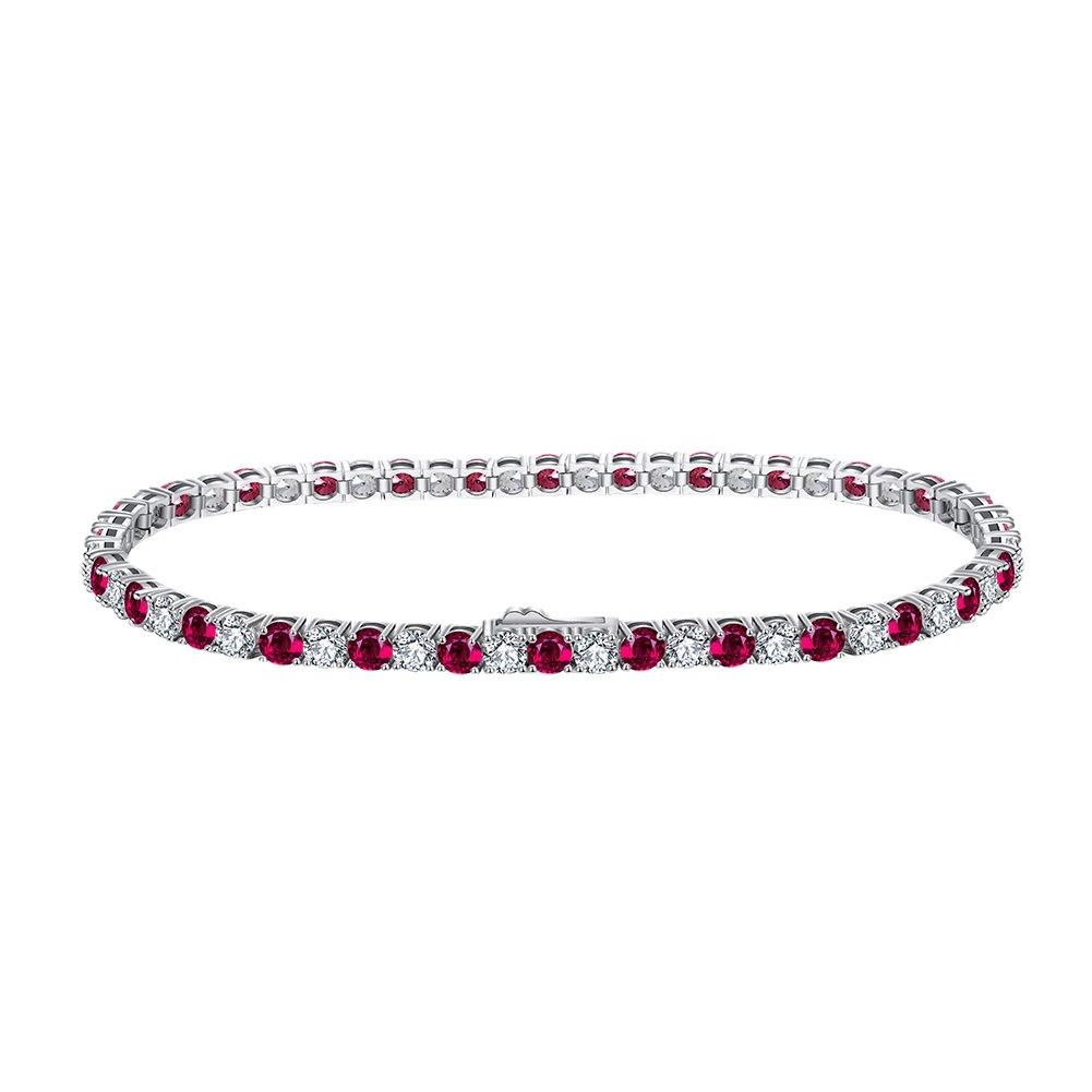 Jewellery Tennis Ball Chain 3mm Red Zirconia Single Row Bracelet