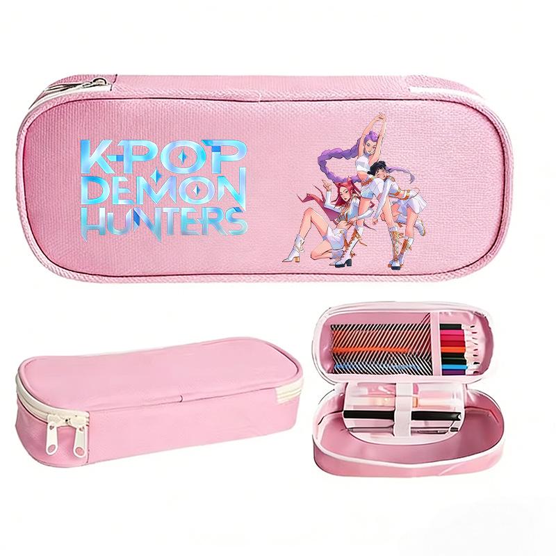 K-pop Demon Hunter Girl Group Pencil Case - Korean Style, Multi-functional Oxford Cloth Stationery Box for Junior & High School Students