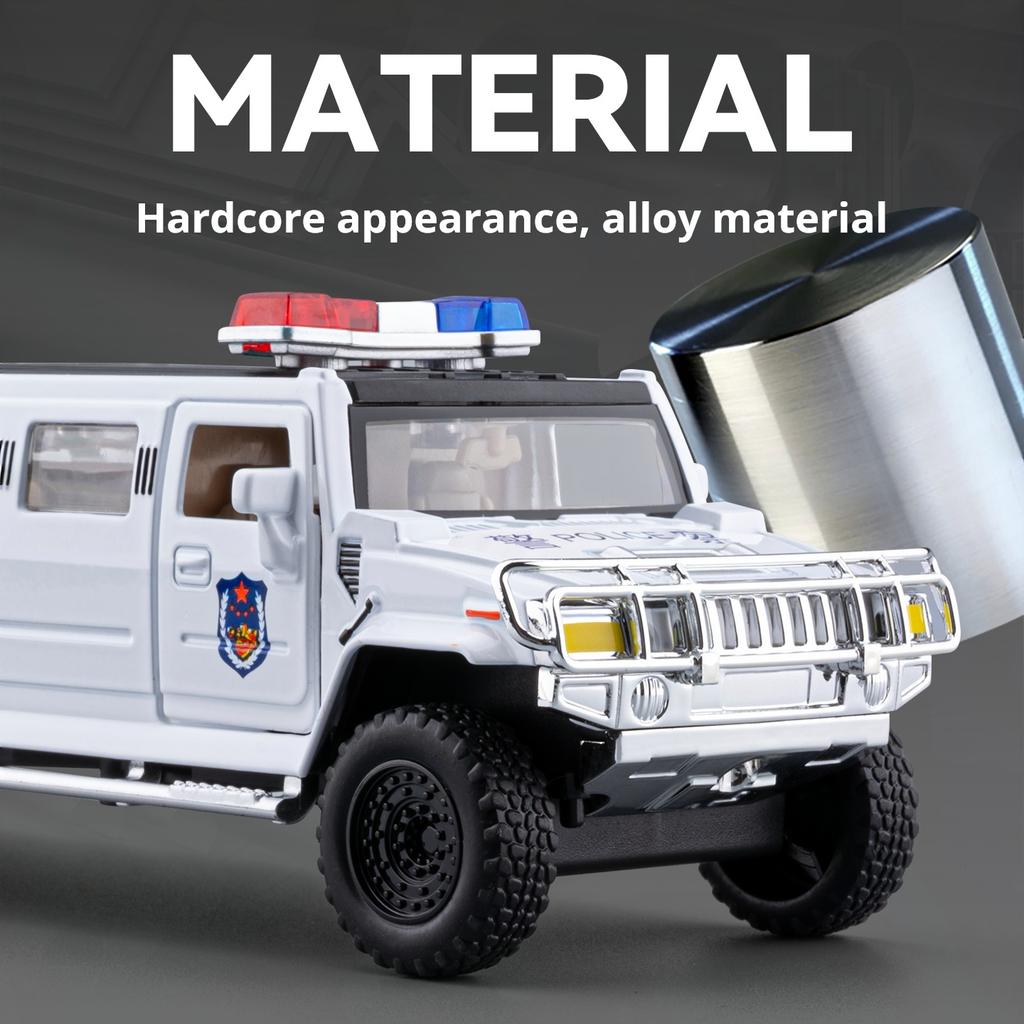 1:32 Extended Hummer Alloy Police Car Model Diecast Metal Toy Cars with Pull Back Sound and Light boys gift collectibles