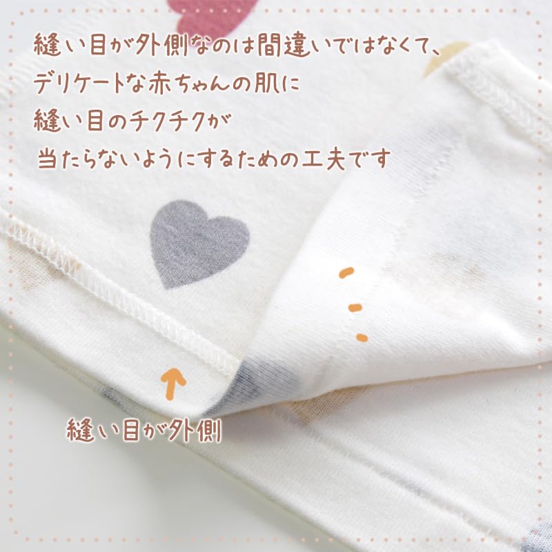 Skip House Bear Print Organic Cotton Newborn Set Baby Perfect as a Baby Shower Gift Undershirts, 5-Piece (Combined Shorts/Heart Pattern/50-60cm)