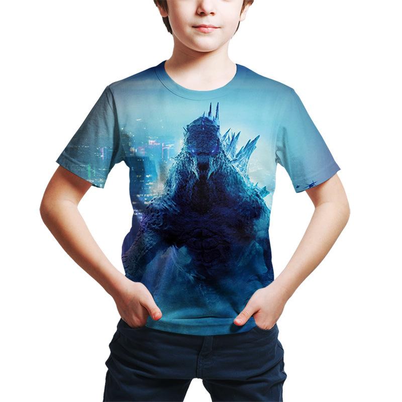 

Летний топ с круглым вырезом и 3D-принтом Годзилла против Конга, модная повседневная футболка с коротким рукавом для детей и мальчиков 110