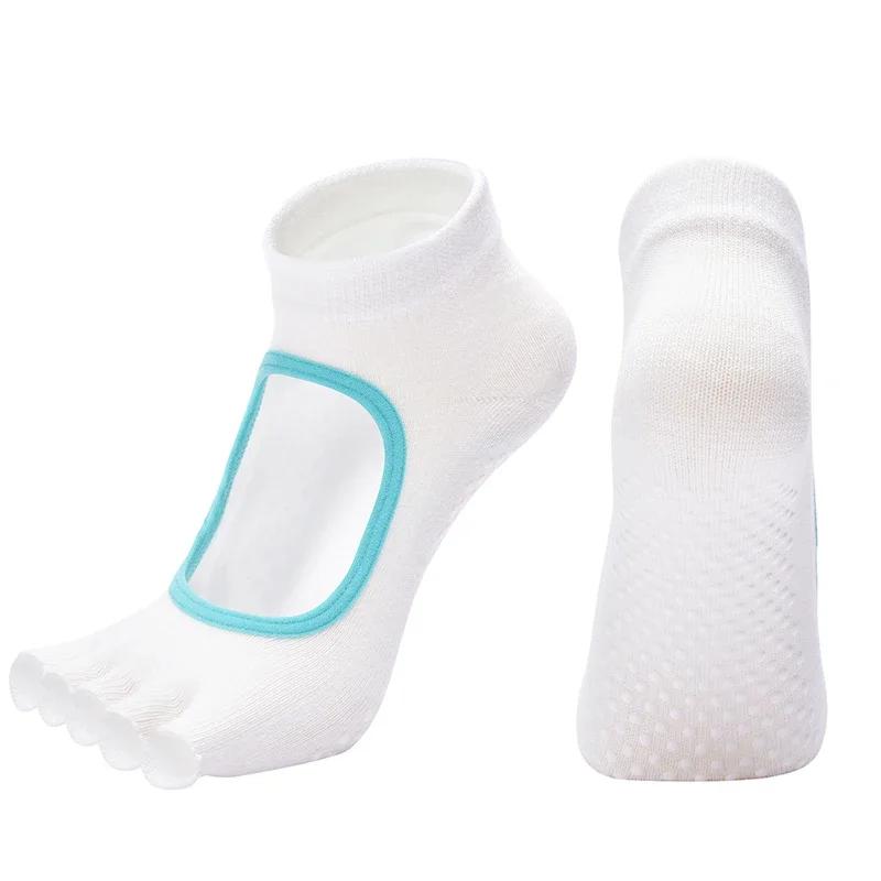 Women Cotton Yoga Backless Five Toe Socks Breathable Anti-Slip Silicone Sport Pilates Socks Gym Fitness Ballet Slippers Dance