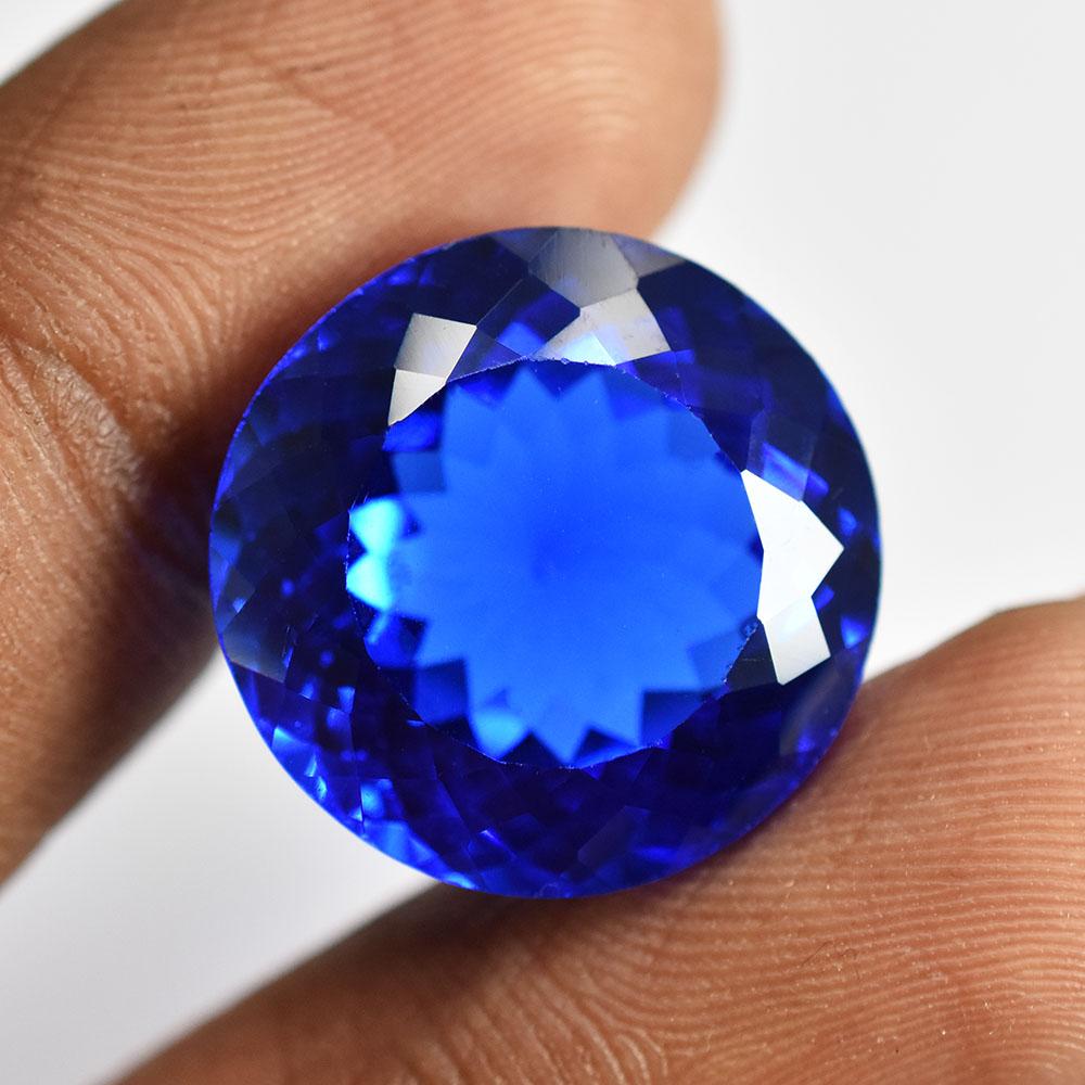 Natural Blue Ceylon Sapphire 26ct Round Cut Flawless Certified Loose Gemstone