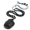 Lucky Women Carved Natural Necklace Black Obsidian Pendant