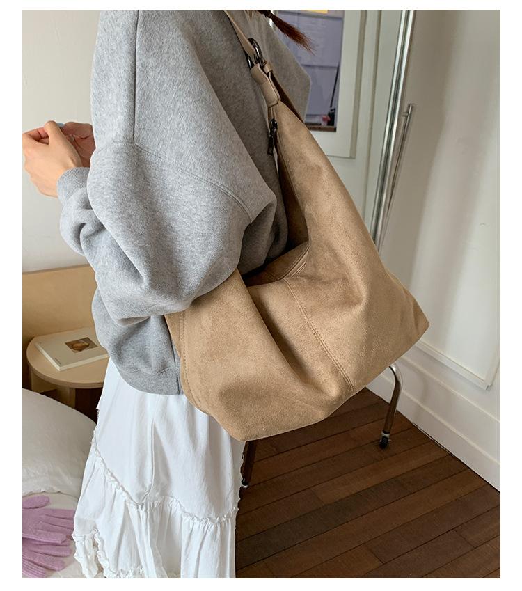 Cross Border New Large Capacity Suede Tote Bag Casual and Versatile Single Shoulder Bag Trendy Underarm Bag