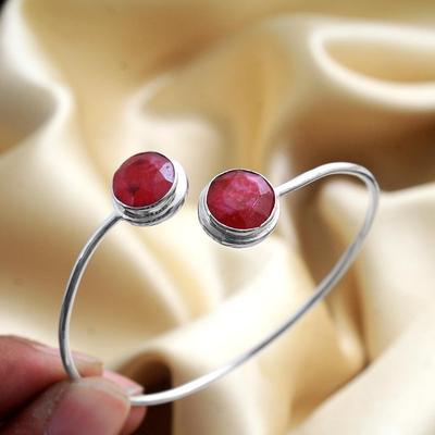 Rubin Armreif Armreif Reines 925 Sterling Silber Handgefertigter Schmuck