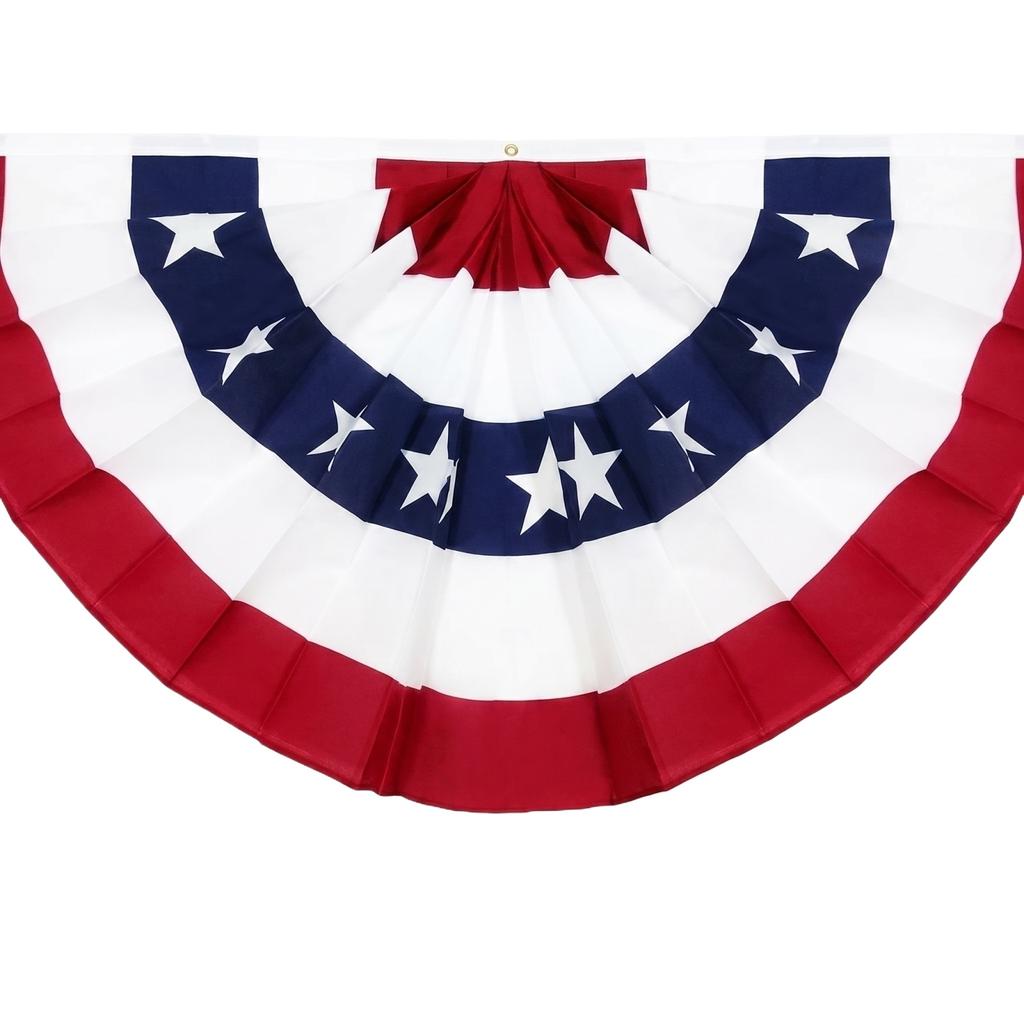 4 Pack Semi Circle Pleated Fan Flags 90x180cm Outdoor Yard Festival Decoration Hanging Bunting for Celebrations and Events