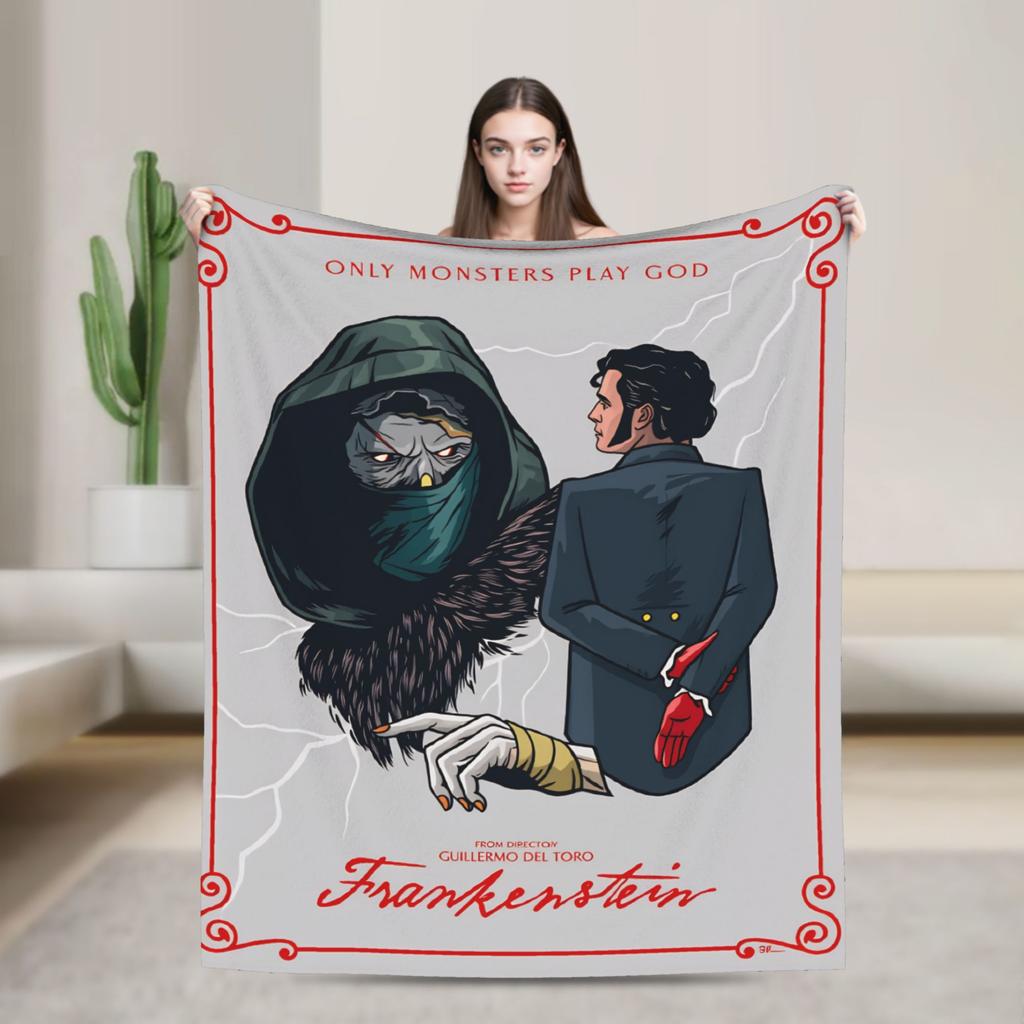 Frankenstein Movie 2025 (1) Flannel Blanket  Warm Throw Blanket for Couch Chair Decorative Fluffy Bedspread Sofa Bed Cover