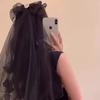 Halloween Veil Bow Hairpin Black 2025 New Holiday Dress Up Photo Props Large Headdress Hair Accessories