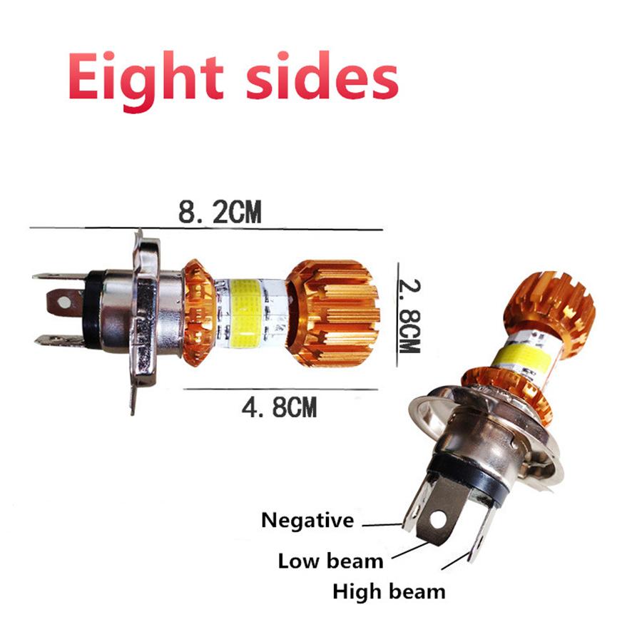 Eight Sides 360° H4 LED 6000K Motorbike ATV Headlight 80W 8000LM Hi/Lo Beam Bulb