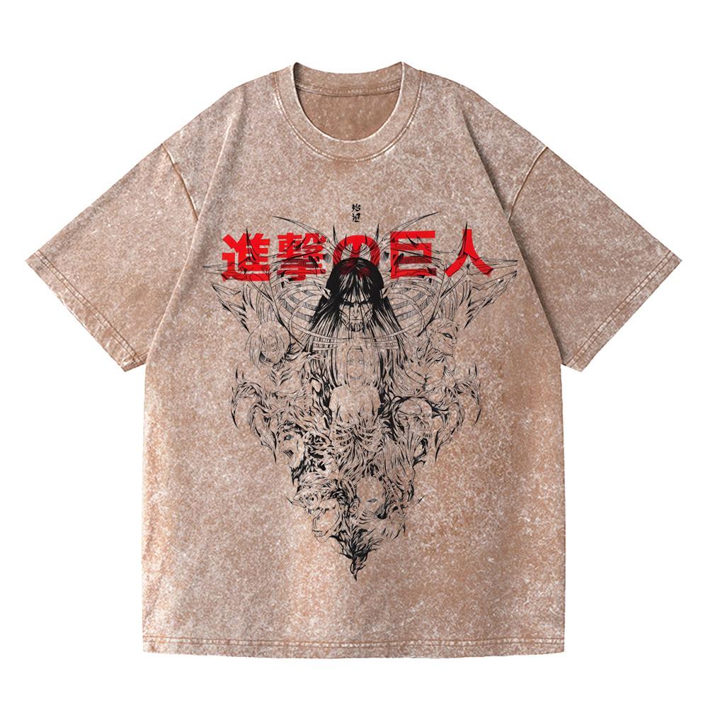 Harajuku Anime Attack on Titan Print Tee Men Women High Quality Cotton T-shirts Casual Loose T Shirt Male Vintage Washed Tshirt