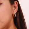 MamacitaSlay Classic Diameter 20mm Half Inlaid Zircon Gold Silver Color Hoops Women Stainless Steel Earrings Jewellery Women