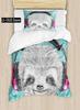Cartoon Sloth Duvet Cover Bedding Set for Kid Girls Cute Animal Comforter Cover 1 Duvet Cover with 2 Pillowcases King Full Size