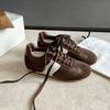Contrasting color Dexun shoes women's autumn new versatile round head lace-up sports shoes soft-soled casual Forrest Gump Dexun shoes