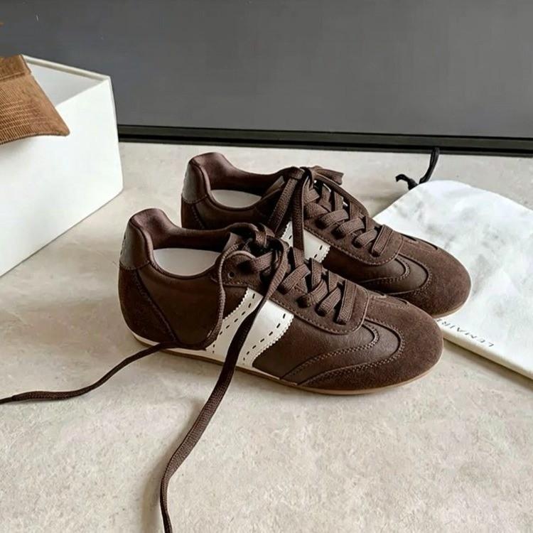 Contrasting color Dexun shoes women's autumn new versatile round head lace-up sports shoes soft-soled casual Forrest Gump Dexun shoes