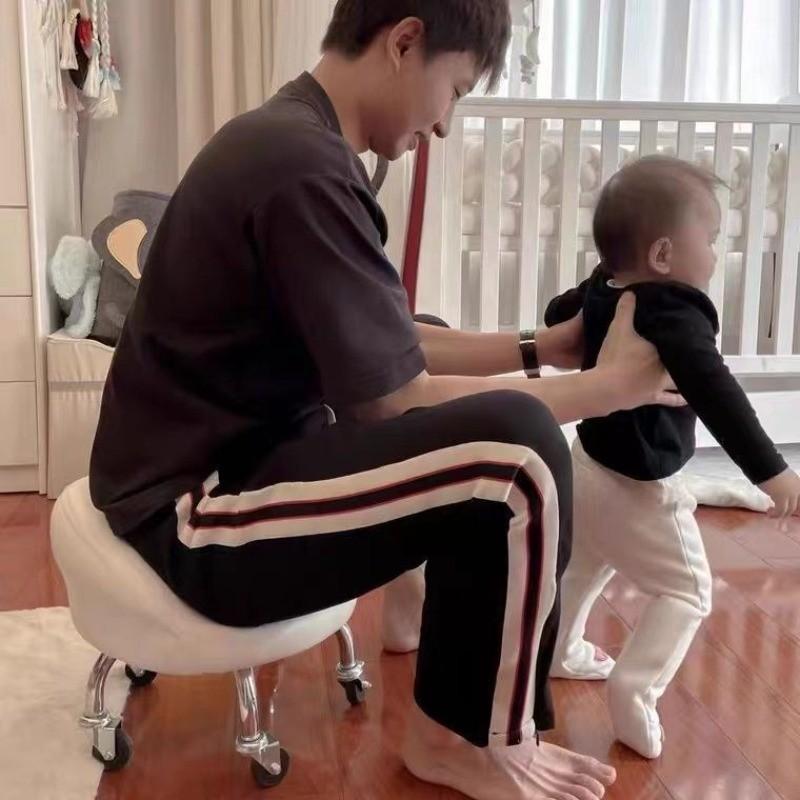 Household Mobile Universal Wheeled Stool Thickened Frame Round Pulley Stool Portable Low Swivel Chair Tool